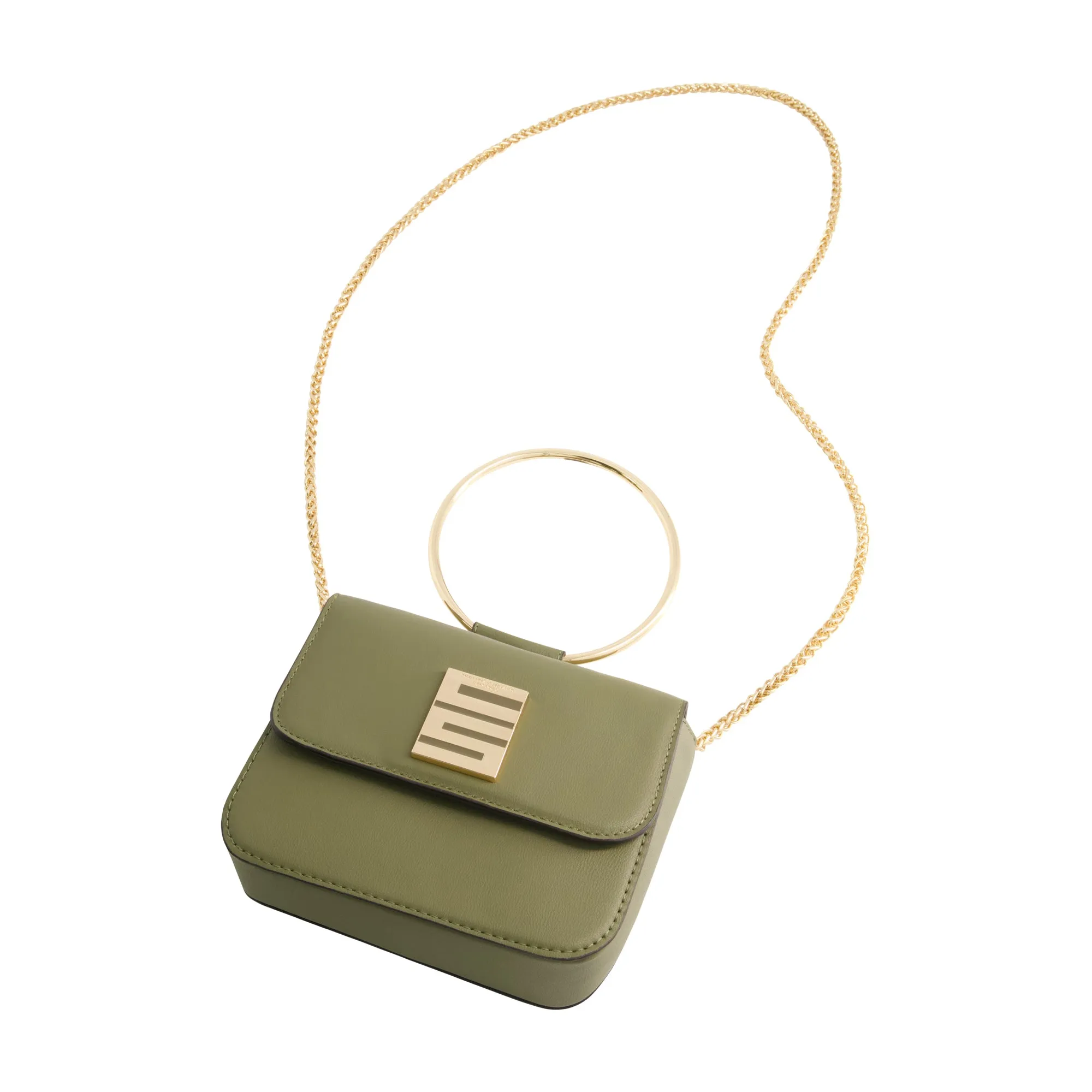 Christian Siriano New York Ring Handle Mini Flap Crossbody, Olive