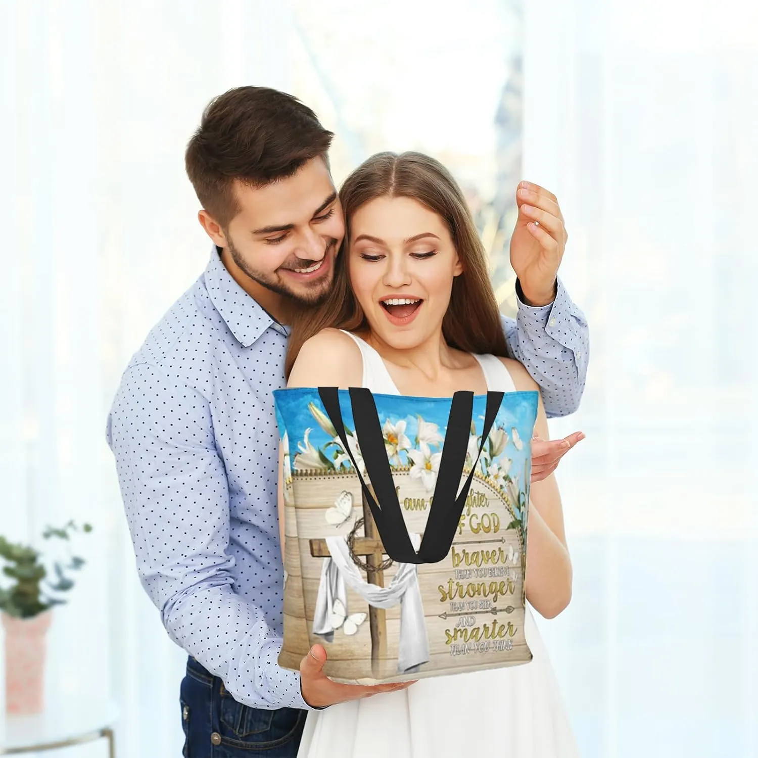 Christian Tote Bags for Women Bible Bags for Women Religious Gifts Bible Church Bag Reusable Grocery Shopping Bag