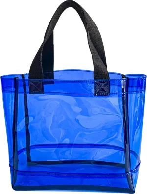 Clear 2 Packs Small Tote Work Bag,Gift Wrap Handbag for Bridal and Birthday Party,Travel Makeup Pouch with Handle