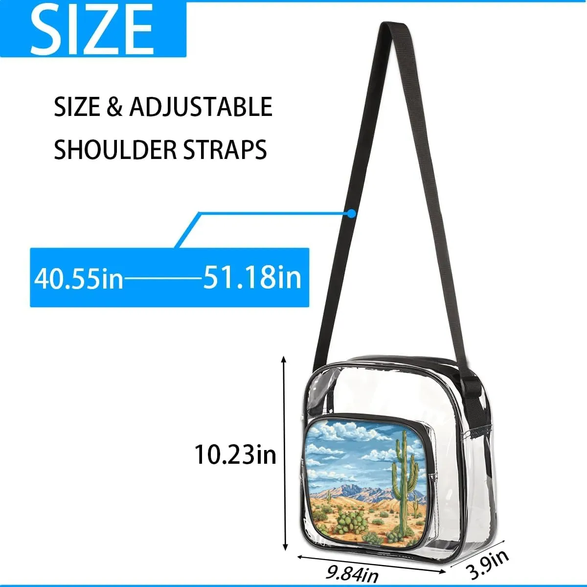 Clear Crossbody Bag Stadium Approved Clear Bag for Concert Sport Event Messenger Bag for Men Women