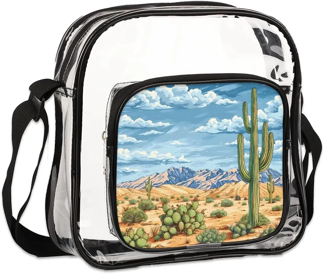Clear Crossbody Bag Stadium Approved Clear Bag for Concert Sport Event Messenger Bag for Men Women