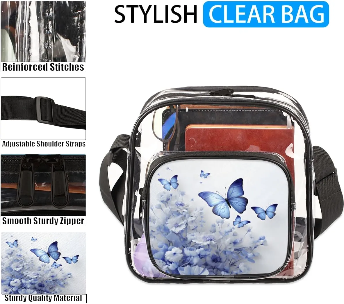 Clear Crossbody Purse Bag Clear Messenger Shoulder Bags See Through Transparent Purse