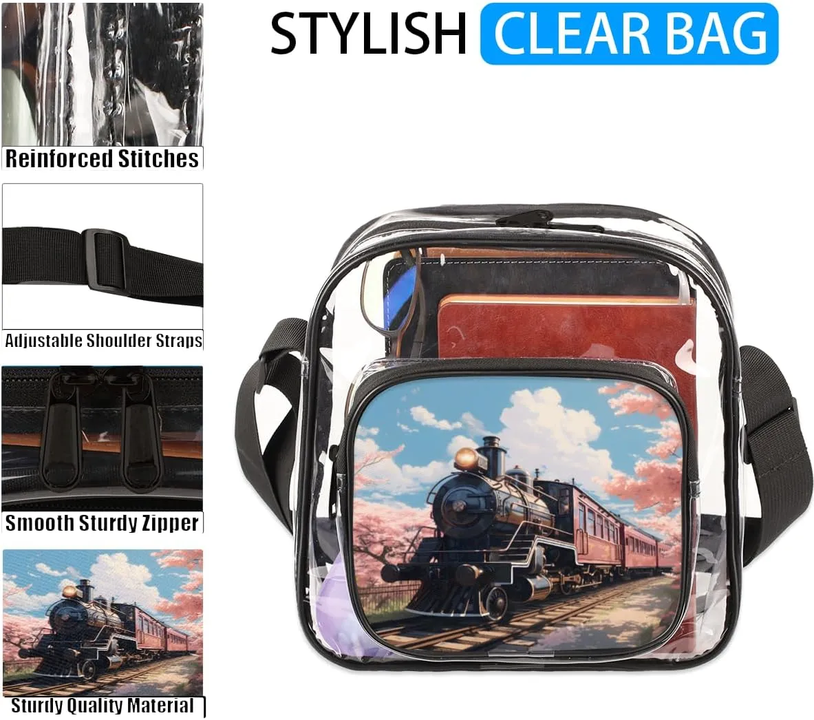 Clear Crossbody Purse Bag Clear Messenger Shoulder Bags See Through Transparent Purse