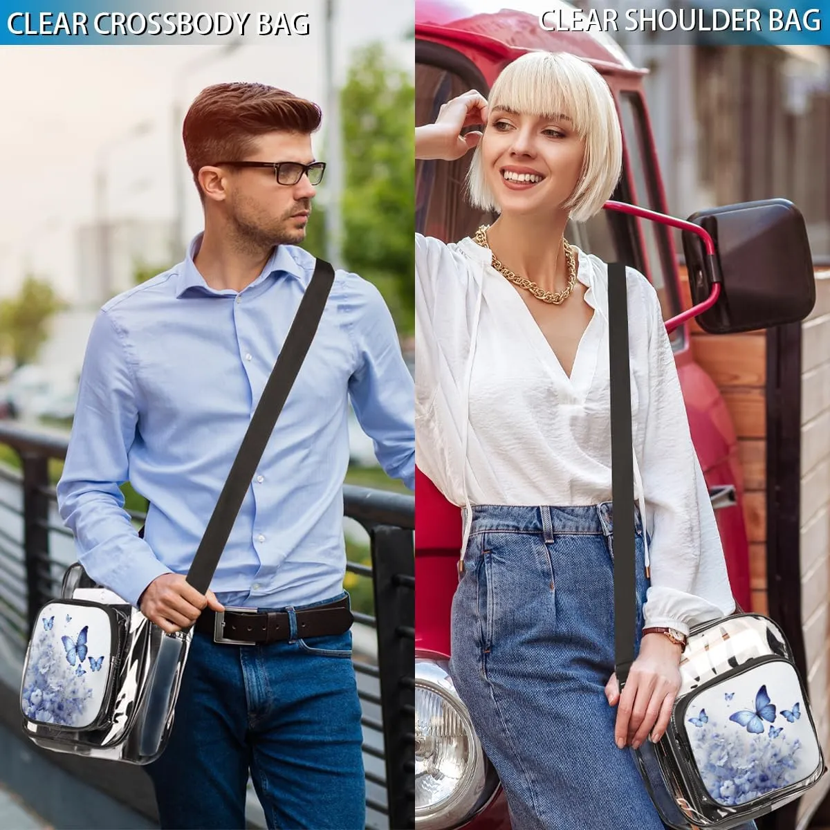 Clear Crossbody Purse Bag Clear Messenger Shoulder Bags See Through Transparent Purse