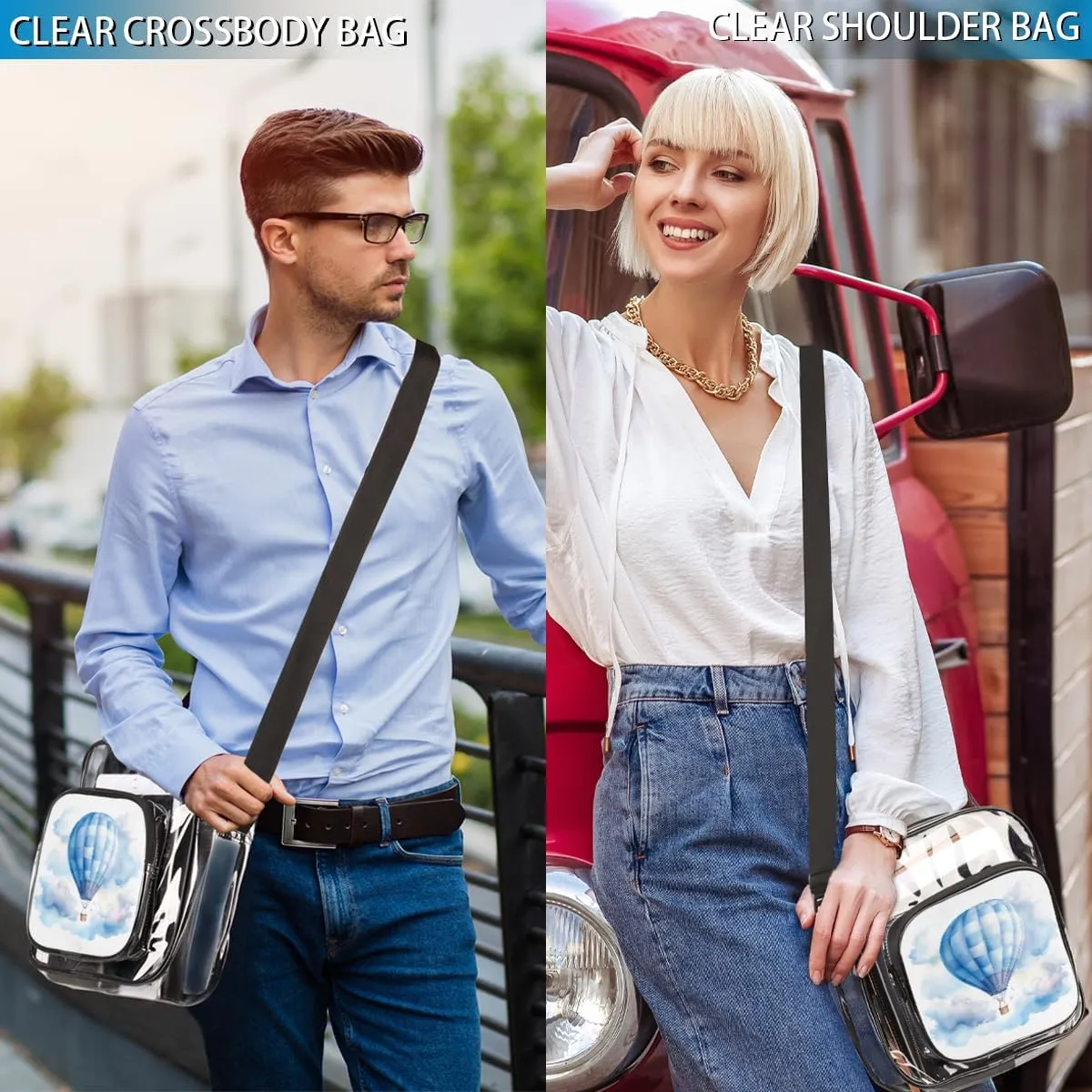 Clear Crossbody Purse Bag Clear Messenger Shoulder Bags See Through Transparent Purse
