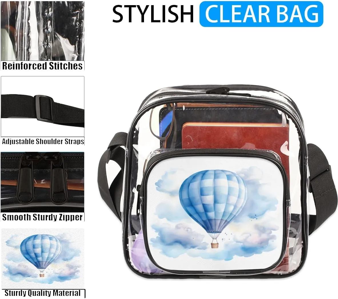 Clear Crossbody Purse Bag Clear Messenger Shoulder Bags See Through Transparent Purse