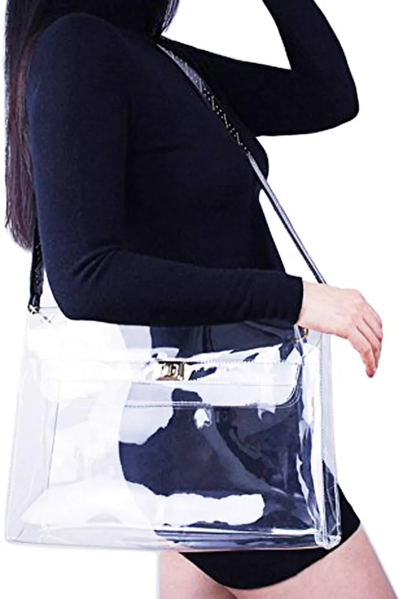 Clear Handbag Purse Stadium Approved Transparent Crossbody Shoulder Bag for Women
