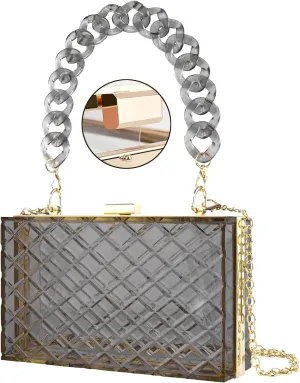 Clear Purse for Women, Acrylic Box Evening Clutch Bag, Mini Jelly Purse Transparent
