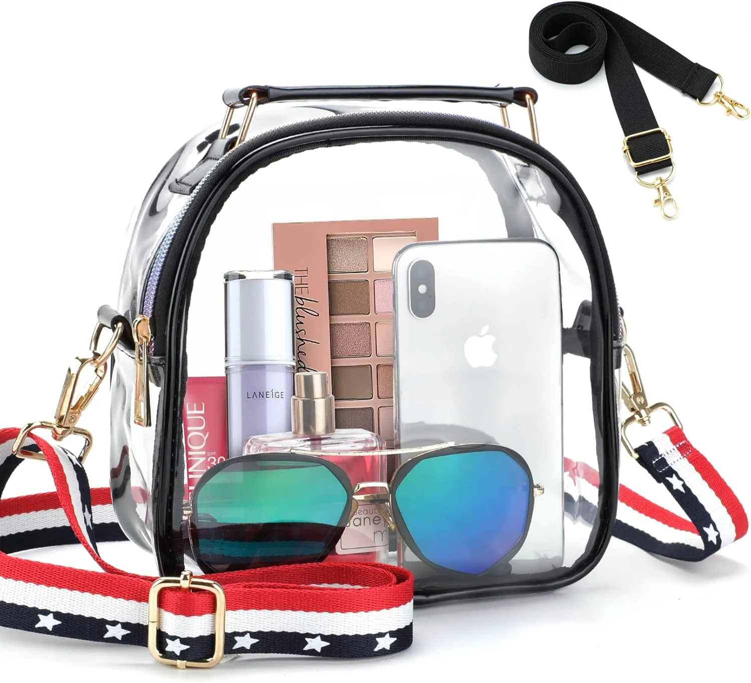 Clear Purse for Women, Clear Bag Stadium Approved, See Through Crossbody Bag with 2 Shoulder Straps