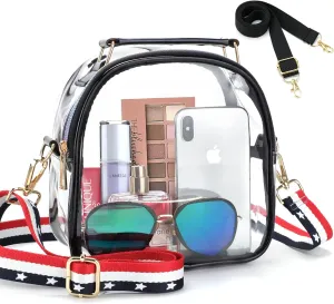 Clear Purse for Women, Clear Bag Stadium Approved, See Through Crossbody Bag with 2 Shoulder Straps