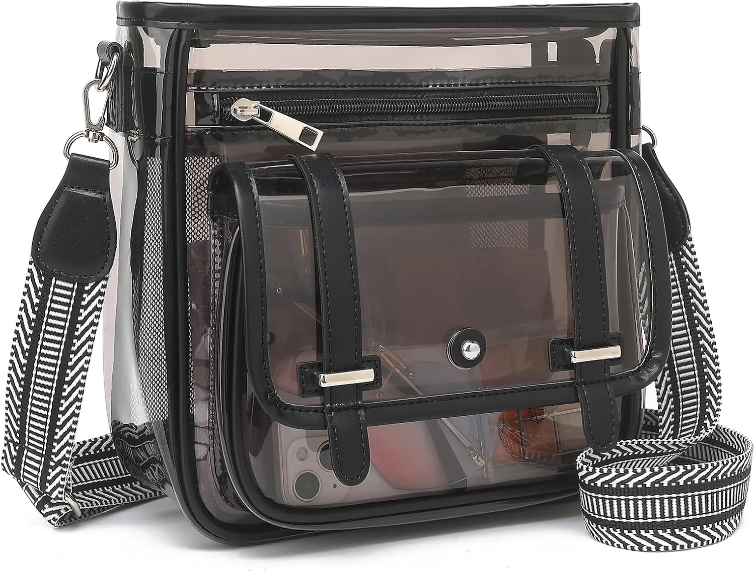 Clear Purse, PVC Clear Crossbody Bags for Women Heavy Duty Transparent Bag for Stadium Events See Through Concert Bag