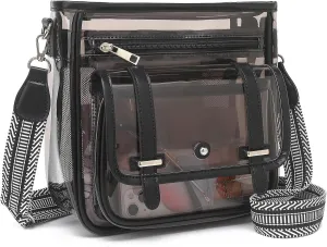 Clear Purse, PVC Clear Crossbody Bags for Women Heavy Duty Transparent Bag for Stadium Events See Through Concert Bag