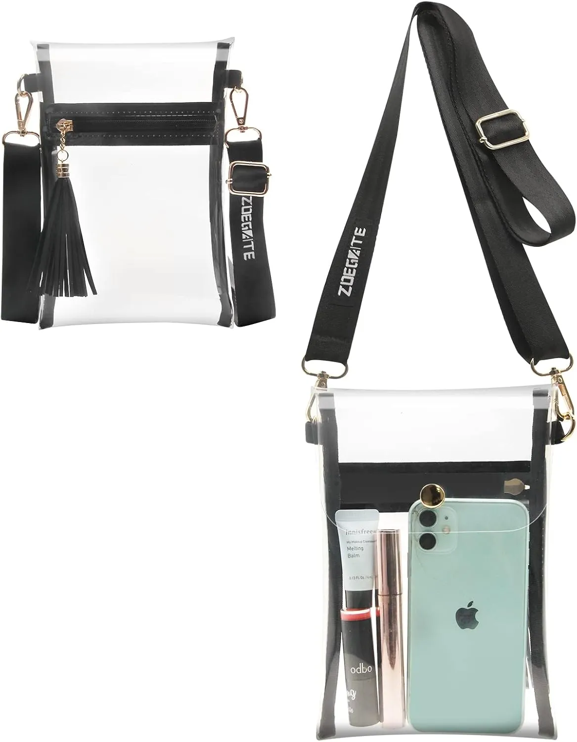 Clear Purse Stadium Approved, Small Cute Clear Gameday Handbags See Through Purse Shoulder Bag Transparent Crossbody Bag for Women