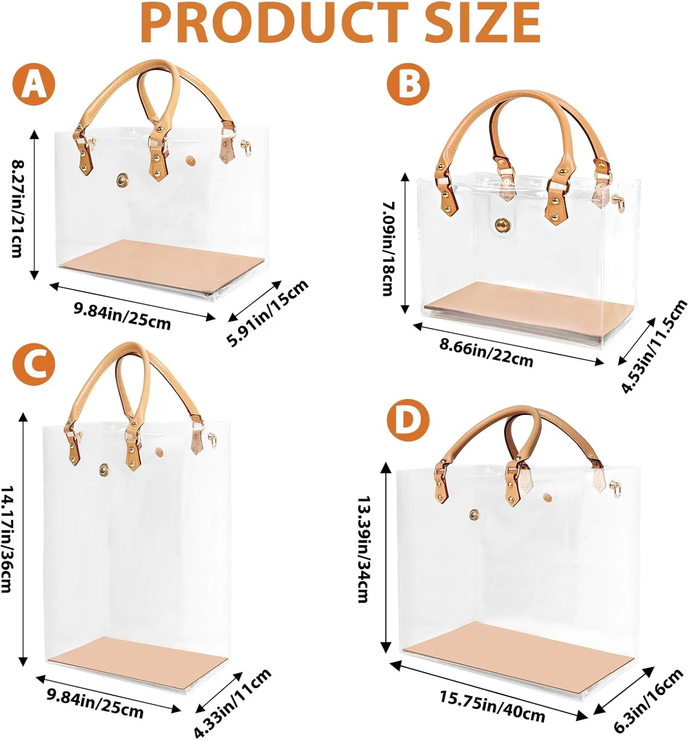 Clear PVC DIY Tote Bag Handbag Making Kit Handmade Gift Bag Craft Accessory Tool Set Birthday Holiday Gift Bag (A)