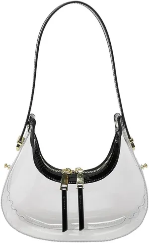 Clear PVC Hobo Bag for Stadium Events Transparent Jelly Crescent Shoulder Bag Clear Tote Handbag Stadium Approved