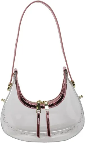 Clear PVC Hobo Bag for Stadium Events Transparent Jelly Crescent Shoulder Bag Clear Tote Handbag Stadium Approved