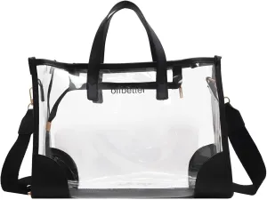 Clear Pvc Tote Bag Stadium-Approved - Spacious Travel Bag With Reinforced Handles, Transparent Chic Design, Ideal For Work, Events, And Daily Use - 13 X 9.8 X 5.1 Inches