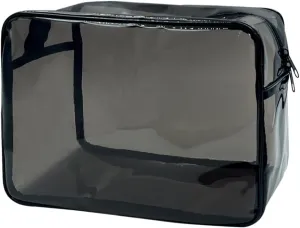 Clear Toiletry Bag, PVC Makeup Bag for Women, Spacious Clear Cosmetic & Toiletry Pouch，Large Transparent Makeup Pouch for Travel (Black)