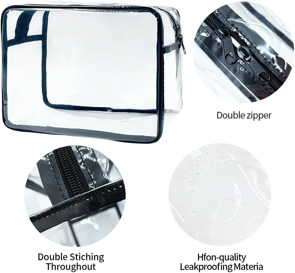 Clear Toiletry Bag, PVC Makeup Bag for Women, Spacious Clear Cosmetic & Toiletry Pouch，Large Transparent Makeup Pouch for Travel (Clear)
