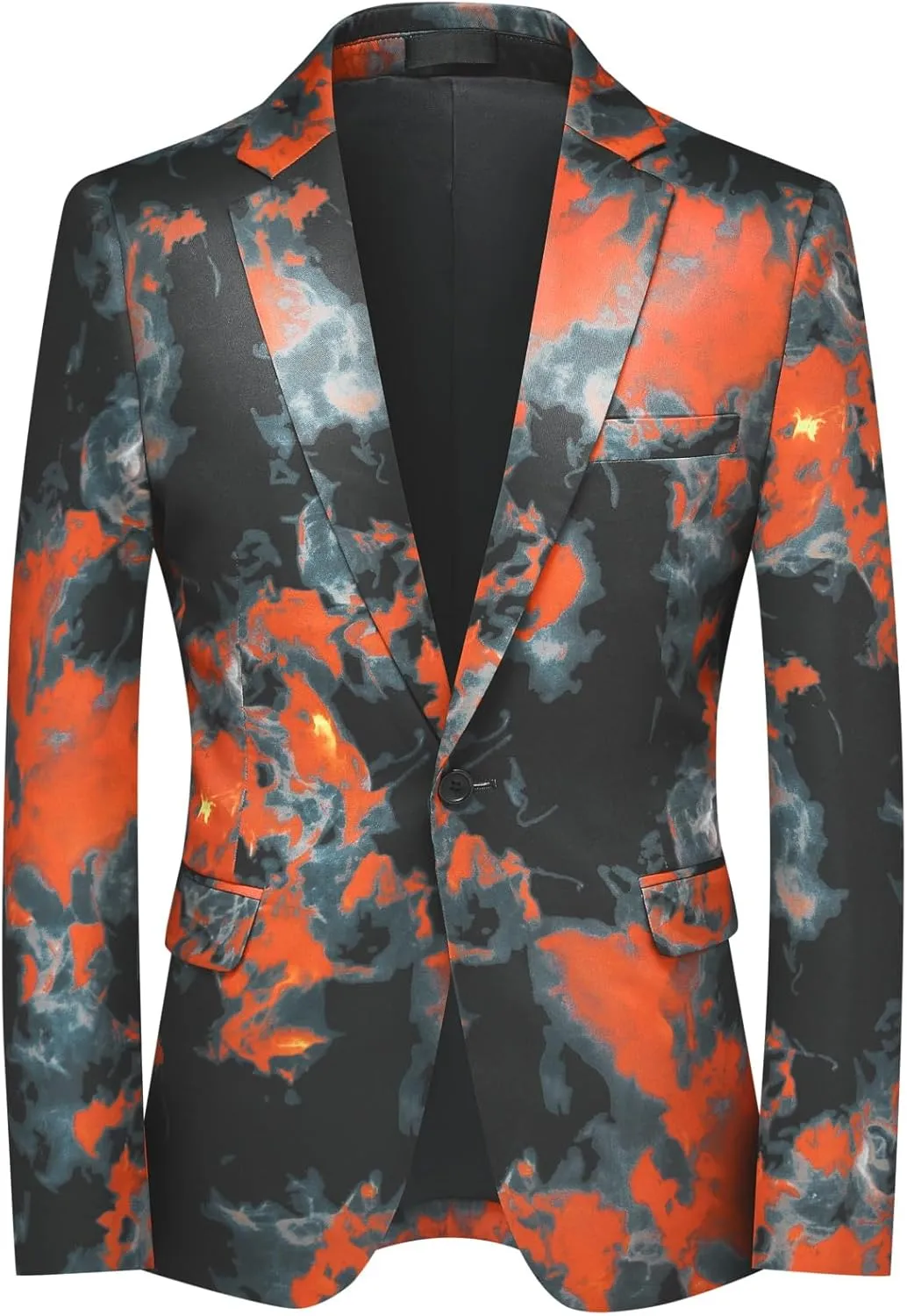Cloudstyle Mens 2 Piece Print Suit Floral Party Dress Jacket Slim 2 Button Blazer Pants