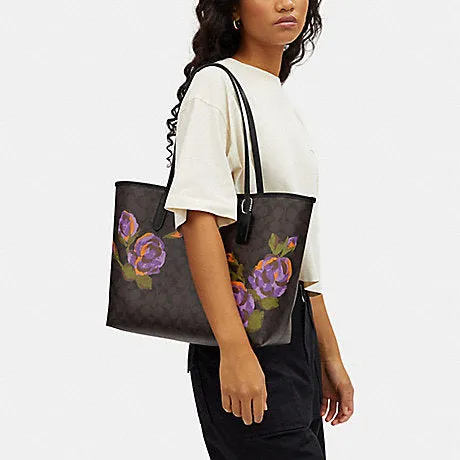 C.O.A.C.H. City Tote In Signature Canvas With Rose Print