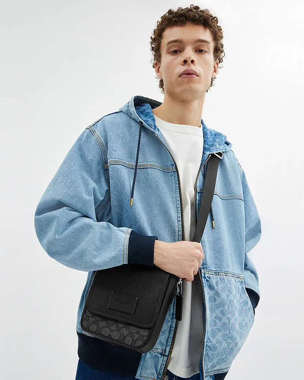 Coach Lucas Crossbody Bag In Signature Jacquard Silver-Charcoal-Black