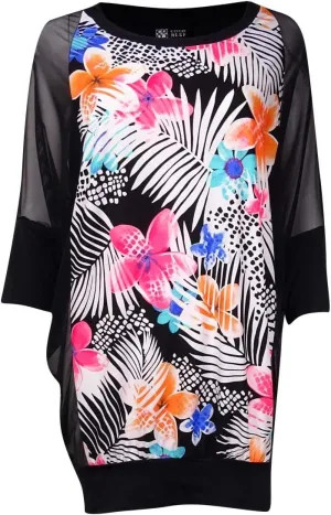 Coco Reef Women's Mesh Sleeve Floral Printed Coverup
