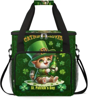 Coffee Maker Carring Bag St. Patrick's Day Beer Cats Travel Carrying Storage Tote Bag Compatible with Keurig K-Mini or K-Mini Plus Portable Single Serve Coffee Brewer Case with Pockets for K-cup Pods