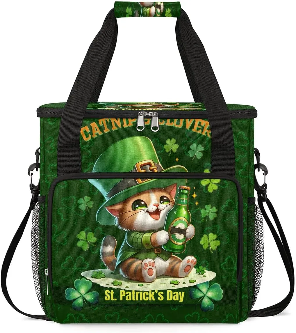 Coffee Maker Carring Bag St. Patrick's Day Beer Cats Travel Carrying Storage Tote Bag Compatible with Keurig K-Mini or K-Mini Plus Portable Single Serve Coffee Brewer Case with Pockets for K-cup Pods