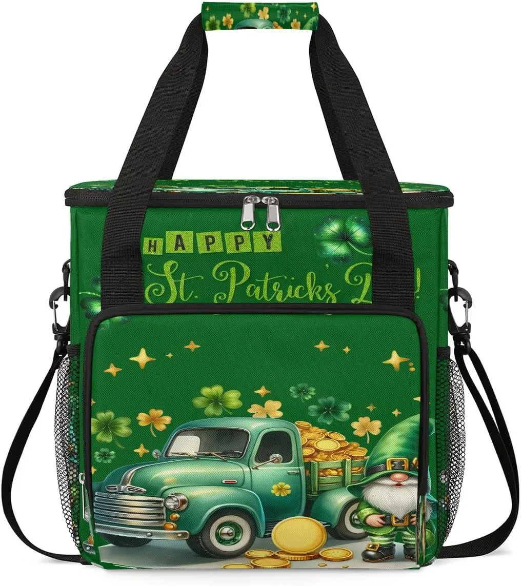 Coffee Maker Carring Bag Truck Gnome St. Patrick's Day Travel Carrying Storage Tote Bag Compatible with Keurig K-Mini or K-Mini Plus Portable Single Serve Coffee Brewer Case with Pockets for K-cup Pod