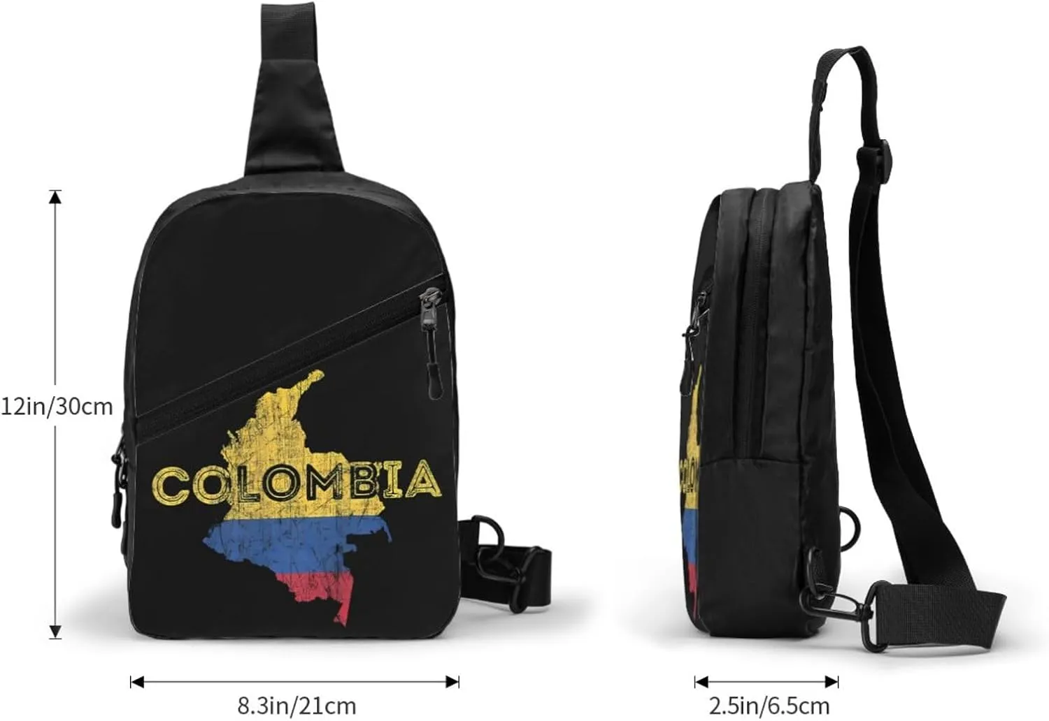 Colombian Map Colombia Flag Packable Crossbody Bag Portable Sling Bags Foldable Travel Daypack Reusable Sports Shoulder Backpack Diagonally Chest Bag for Workout