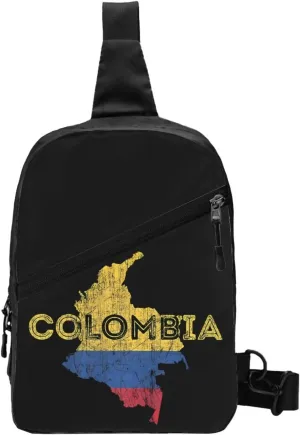 Colombian Map Colombia Flag Packable Crossbody Bag Portable Sling Bags Foldable Travel Daypack Reusable Sports Shoulder Backpack Diagonally Chest Bag for Workout