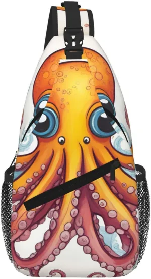 Color Octopus Fashion Print Crossbody Chest Bag - Adjustable Strap For Hiking And Working