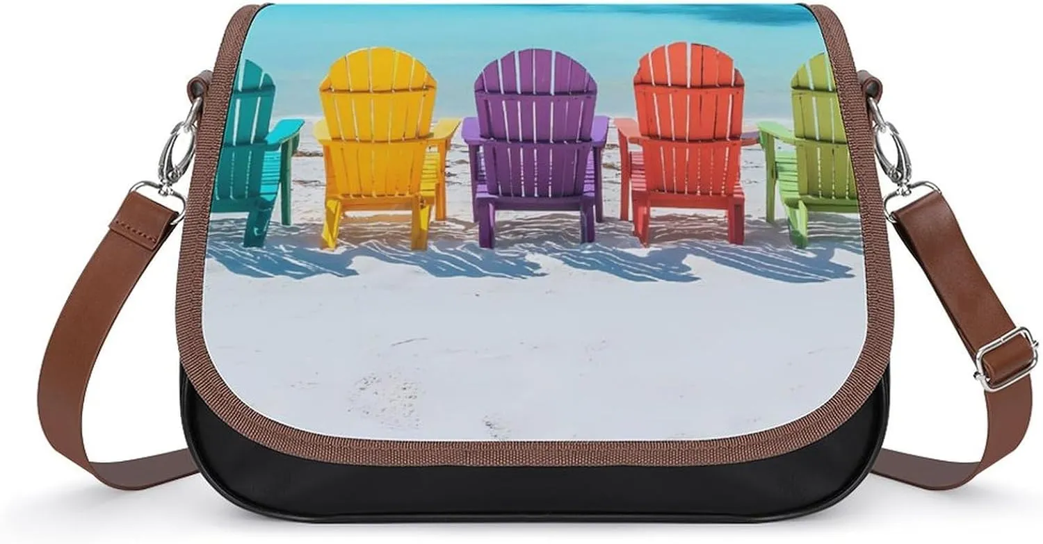 Colorful Beach Chairs Fashion Crossbody Bags Purses for Women Funny Printing Shoulder Handbags Bag