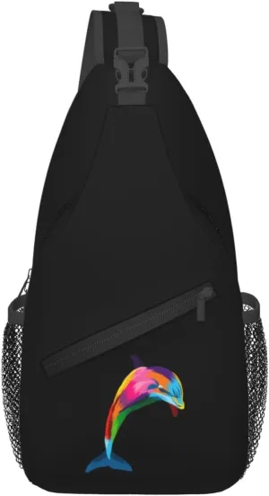 Colorful Dolphins Crossbody Bags For Women Men Chest Backpack Gym Shoulder Bag Travel Outdoor Sports Casual Crossbody Bags