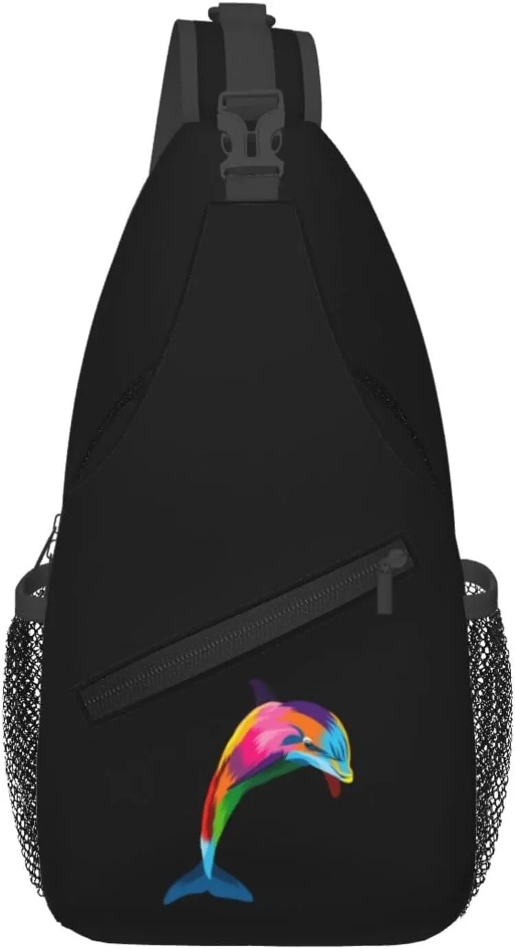 Colorful Dolphins Crossbody Bags For Women Men Chest Backpack Gym Shoulder Bag Travel Outdoor Sports Casual Crossbody Bags
