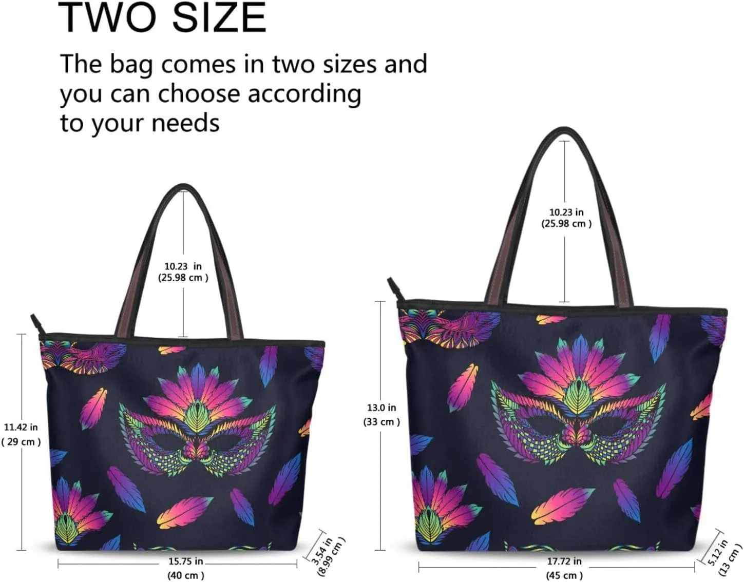 Colorful Feathers Masks Fashion Shoulder Bags Tote Bags Handbags For Women, L