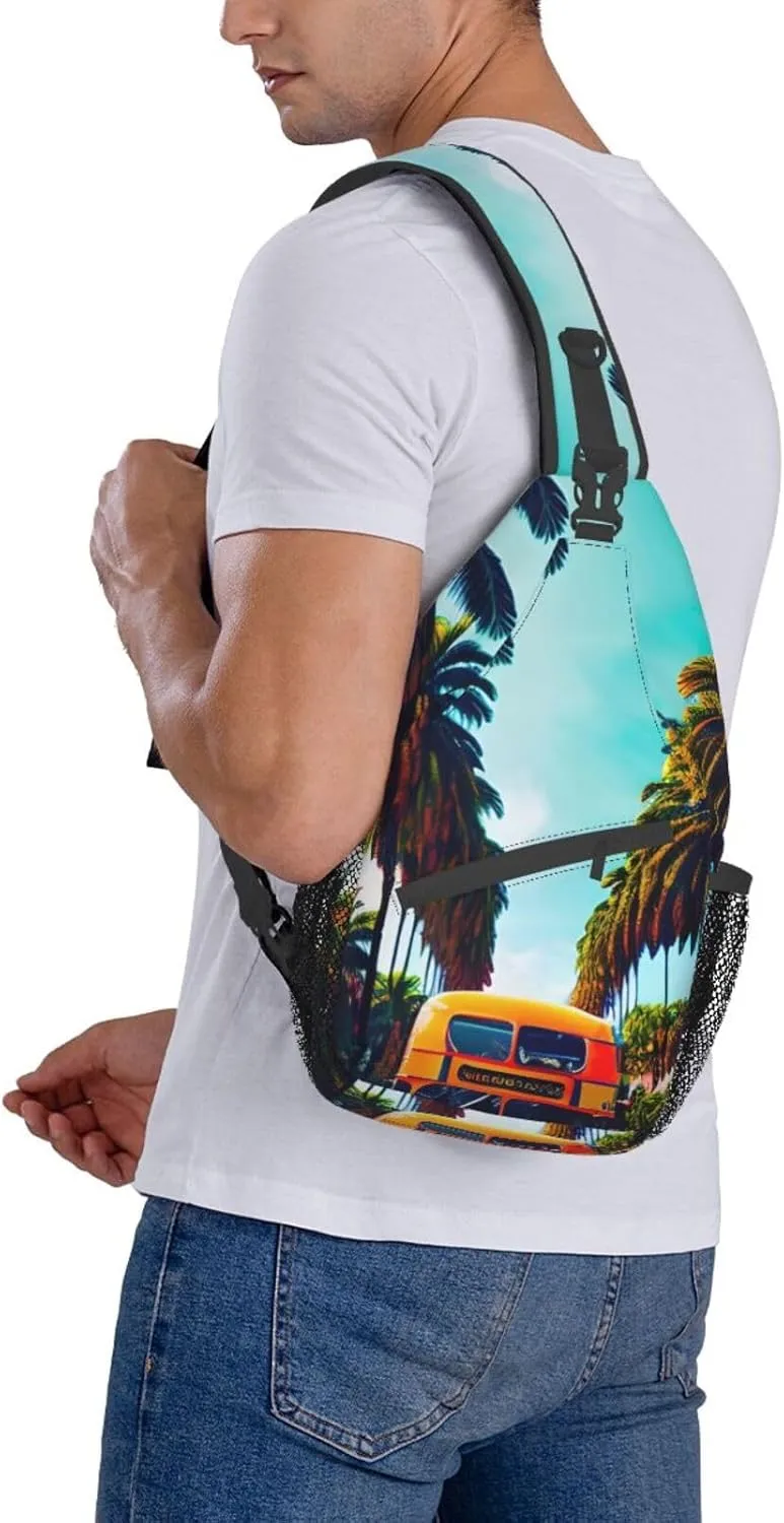 Colorful Star 1 Printed Canvas Sling Bag Crossbody Backpack, Hiking Daypack Chest Bag For Women Men