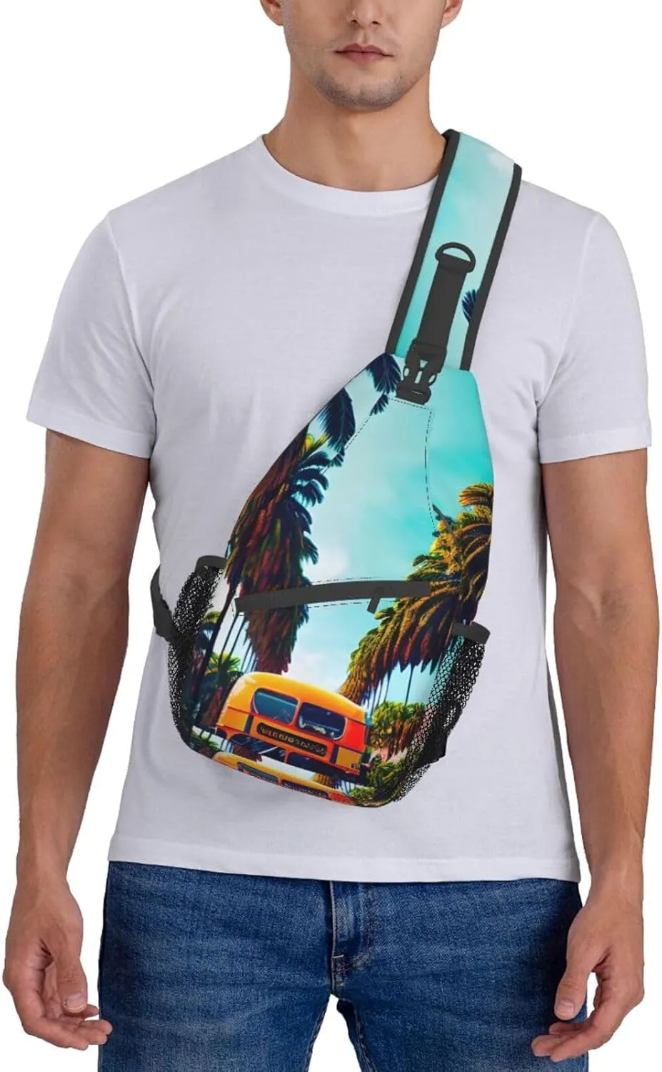 Colorful Star 1 Printed Canvas Sling Bag Crossbody Backpack, Hiking Daypack Chest Bag For Women Men