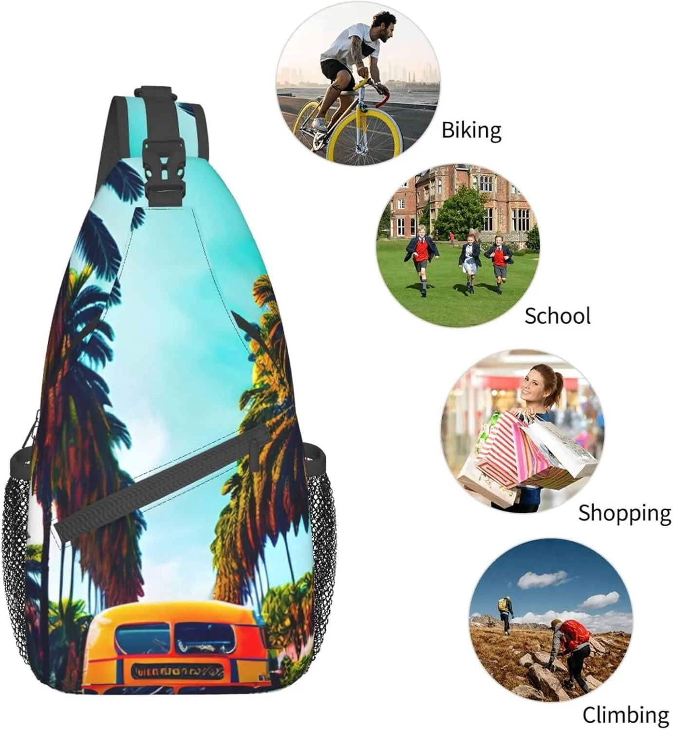 Colorful Star 1 Printed Canvas Sling Bag Crossbody Backpack, Hiking Daypack Chest Bag For Women Men