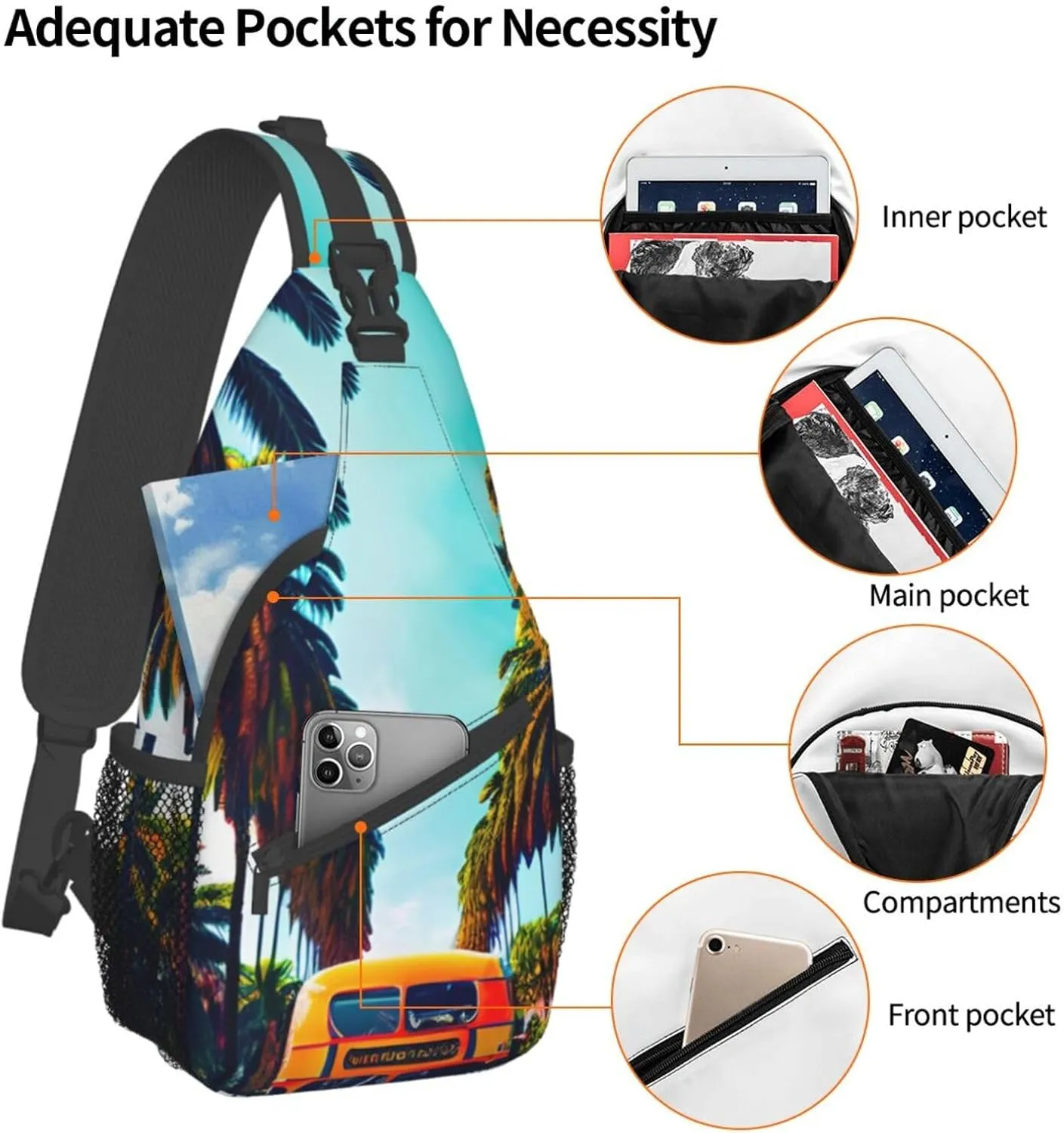 Colorful Star 1 Printed Canvas Sling Bag Crossbody Backpack, Hiking Daypack Chest Bag For Women Men
