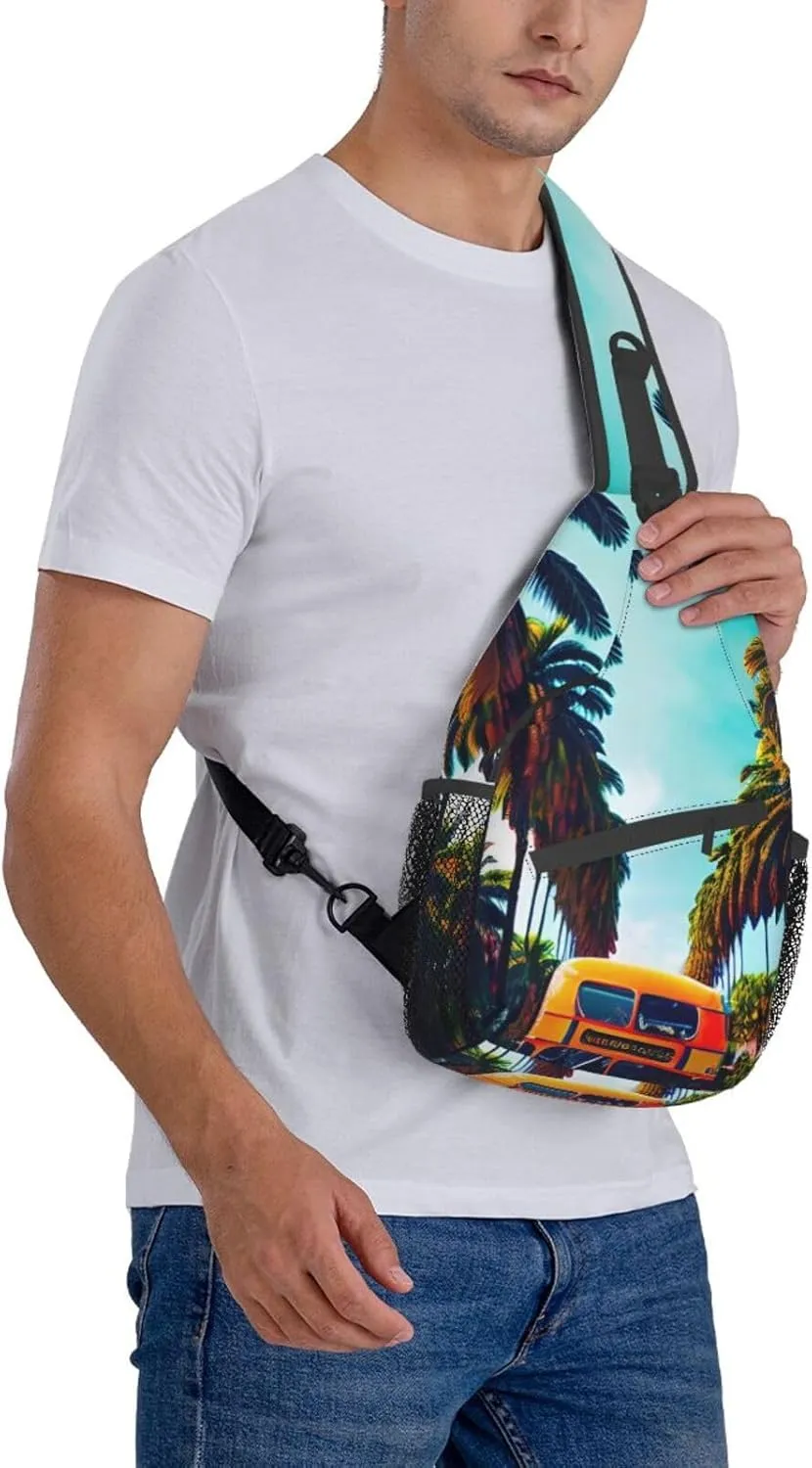 Colorful Star 1 Printed Canvas Sling Bag Crossbody Backpack, Hiking Daypack Chest Bag For Women Men