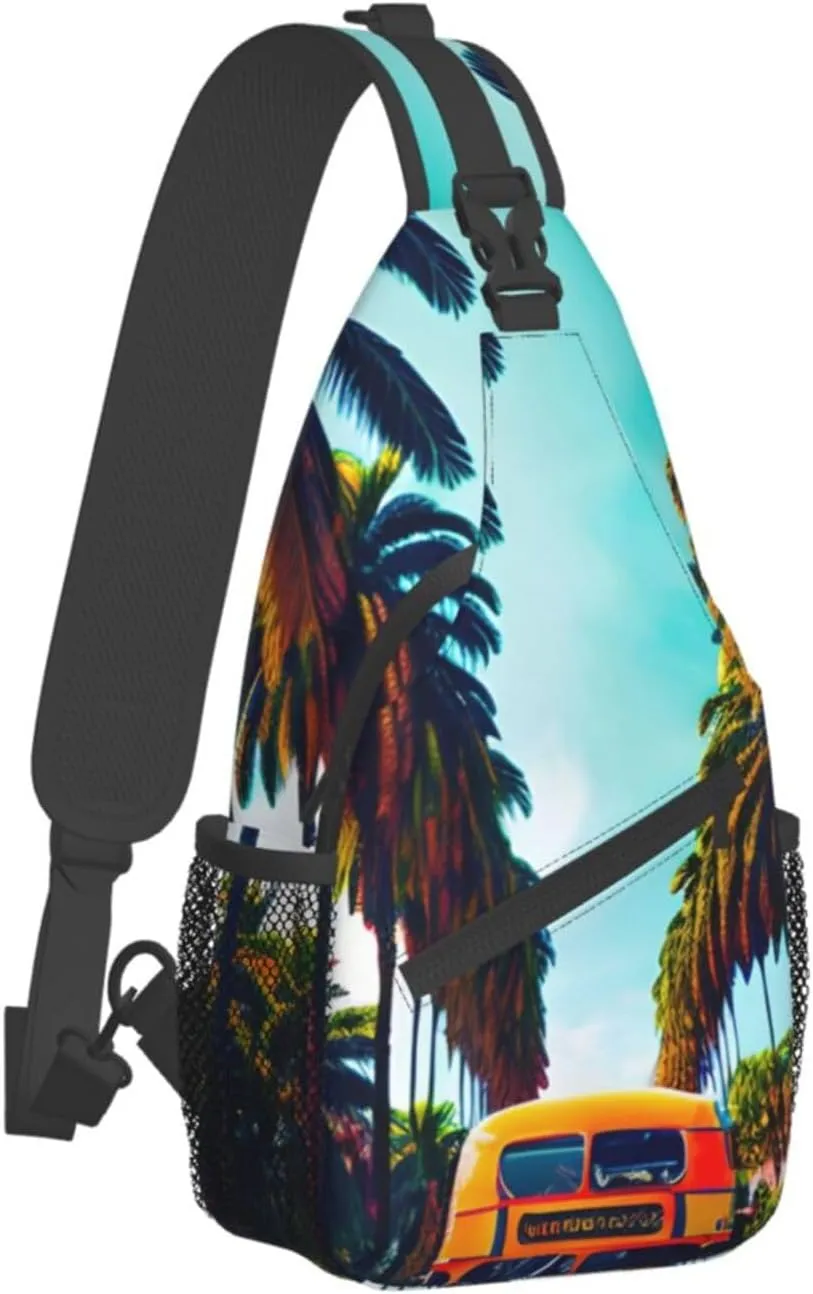 Colorful Star 1 Printed Canvas Sling Bag Crossbody Backpack, Hiking Daypack Chest Bag For Women Men