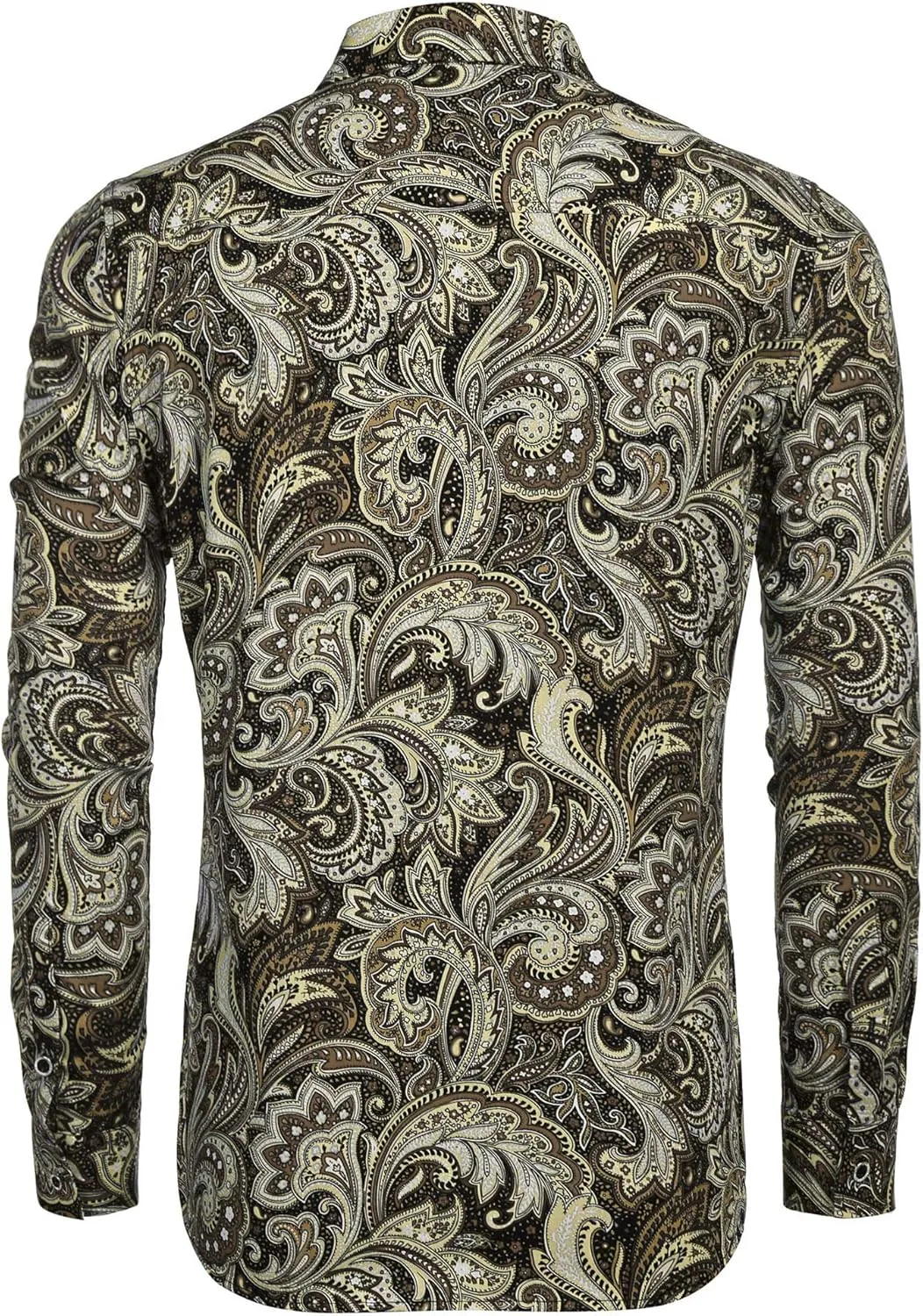 COOFANDY Men's Paisley Cotton Long Sleeve Shirt Floral Print Casual Retro Button Down Shirt
