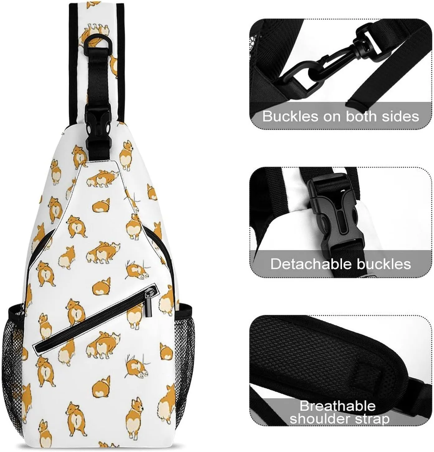 Corgi Butts Versatile And Convenient Multipurpose Crossbody Bag - Perfect for Travel And Hiking
