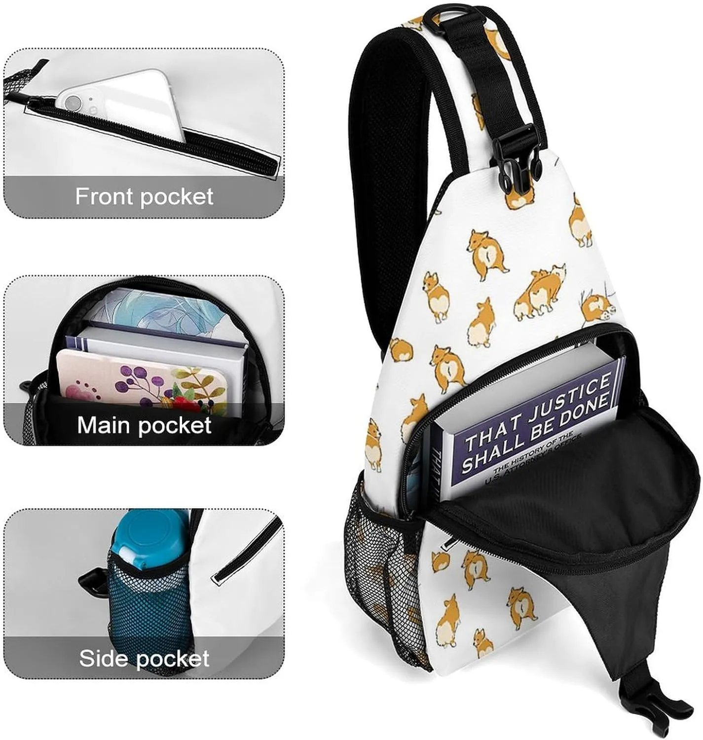 Corgi Butts Versatile And Convenient Multipurpose Crossbody Bag - Perfect for Travel And Hiking