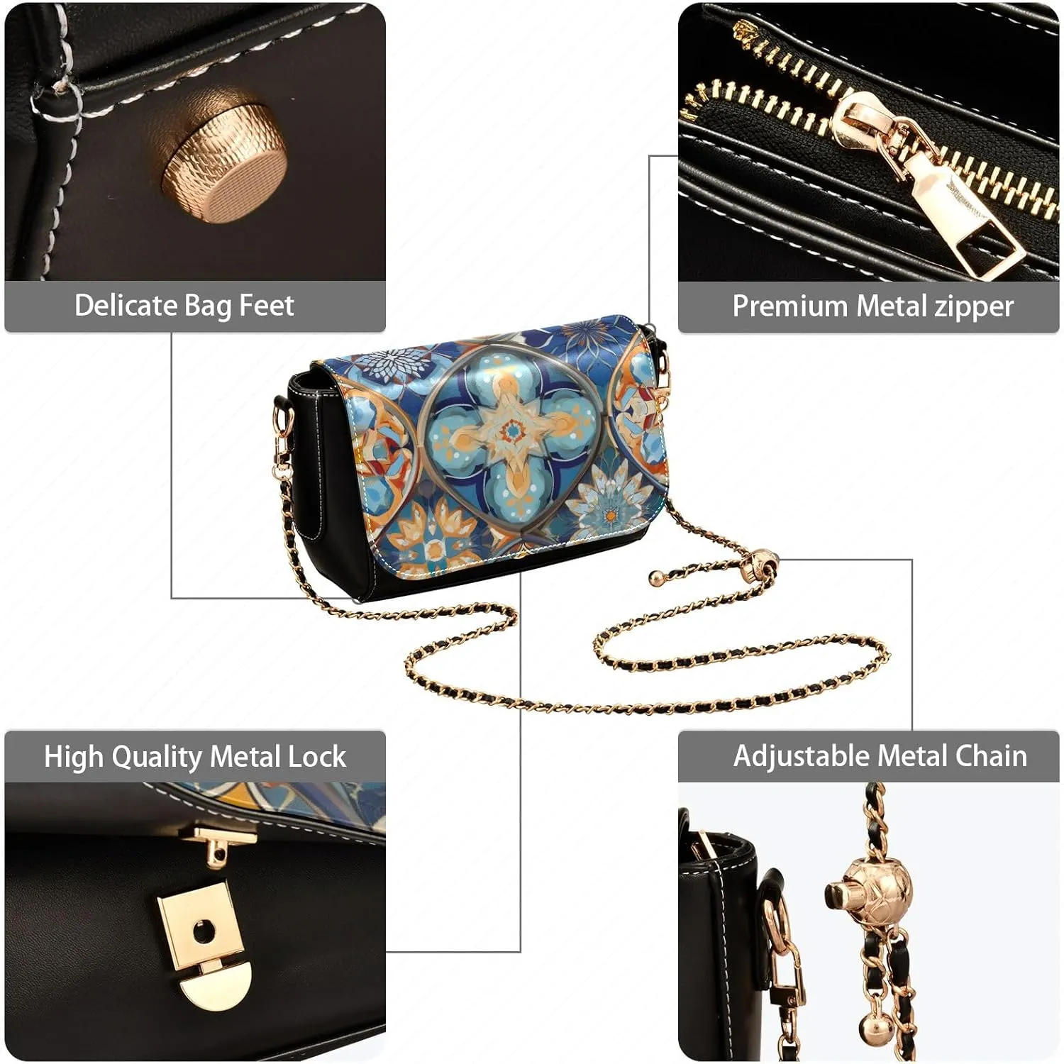 Cosmic Tree on Starry Night Sky Leather Zipper Crossbody Purse, Ladies Leather Crossbody Bags, Crossbody Bags for Women