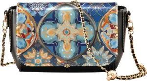 Cosmic Tree on Starry Night Sky Leather Zipper Crossbody Purse, Ladies Leather Crossbody Bags, Crossbody Bags for Women