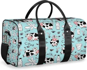 Cow Travel Duffle Bag, Weekender Bags for Women Men, Carry on Overnight Bag Waterproof Gym Bags, Hospital Bag for Labor and Delivery