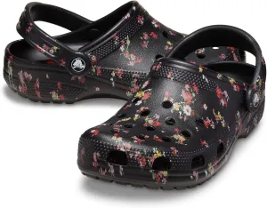 Crocs Unisex Classic Printed Floral Clogs, Black Ditsy, 13 US Men